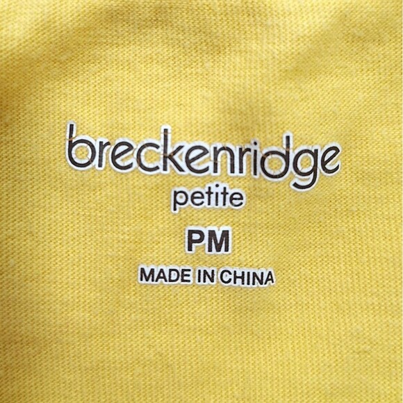 Breckenridge Yellow Floral Butterfly Sequin Shirt Top 3/4 inch Sleeves Sz PM - Picture 7 of 12